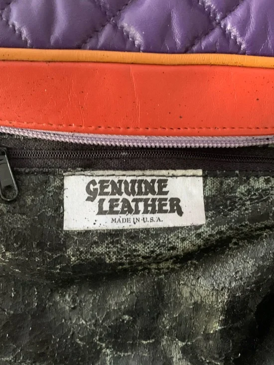 Vintage Quilted Color Block Multi-Color Leather Studded Tassel Crossbody Bag - Picture 10 of 17